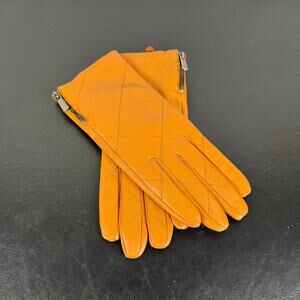 Chico's Brown Leather Touch Screen Zipper Side Lined Gloves NEW Ladies L…